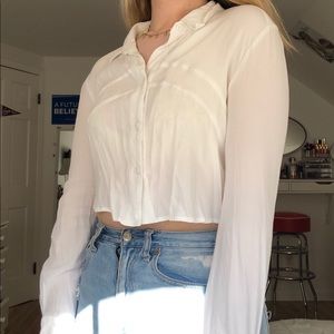 L.A. hearts button up crop top